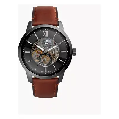 Fossil Montre Townsman automatique en cuir ambre 48 mm - Marron