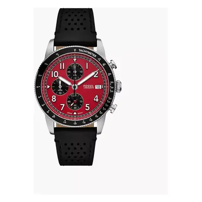 Fossil Montre Sport Tourer chronographe en cuir noir - Noir