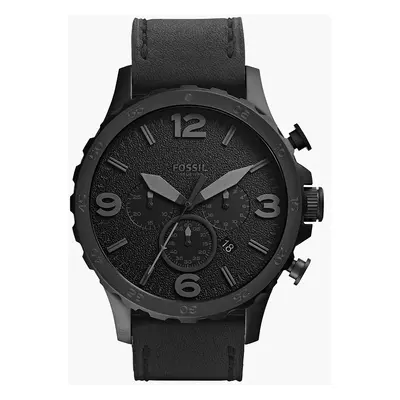 Fossil Montre Nate en cuir noir - Noir