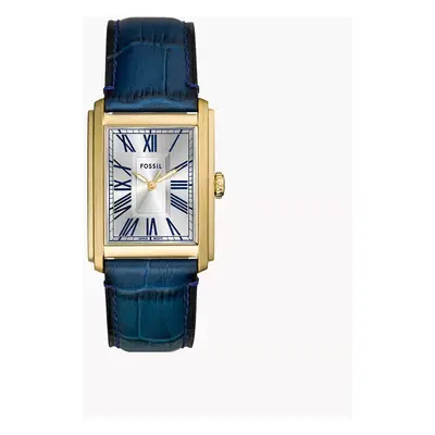 Fossil Montre Carraway à trois aiguilles en cuir façon croco bleu marine - Bleu