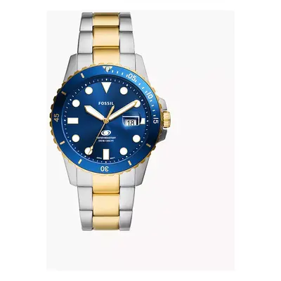 Fossil Montre Fossil Blue Dive à trois aiguilles avec date en acier inoxydable bicolore - Doré A