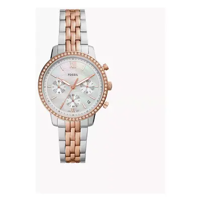 Fossil Montre chronographe Neutra en acier inoxydable bicolore - Doré rose/Argenté