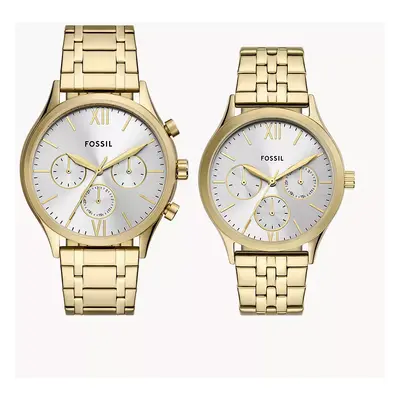 Fossil Coffret montre Fenmore multifonction en acier inoxydable doré - Doré