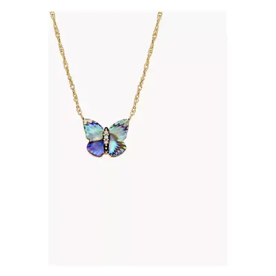 Fossil Collier pendentif Sutton Butterfly Wings en ormeau multicolore - Doré