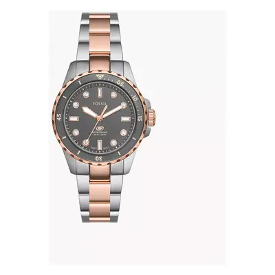 Fossil Montre Fossil Blue Dive à trois aiguilles en acier inoxydable bicolore - Doré rose Argent