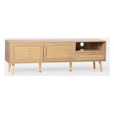 Meuble TV 160 en rotin naturel de style contemporain Tahiti