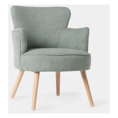 Fauteuil de lecture vert avec pieds naturels Megan