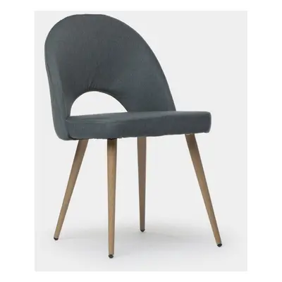 Chaise de salle à manger rembourrée bleue avec pied naturel Blair