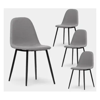 Pack 4 chaises de salle à manger rembourrées Basic gris avec pied noir Ellis