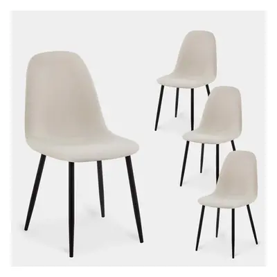 Pack 4 chaises de salle à manger tapissées en similicuir beige avec pied noir Elia