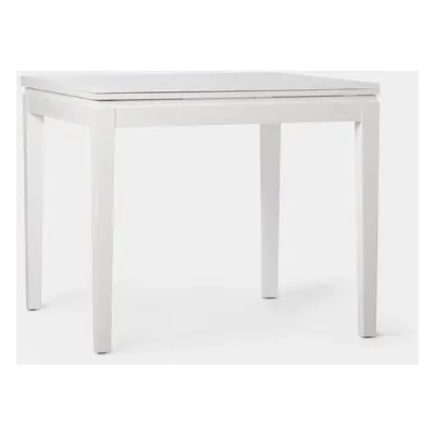 Table de salle à manger carré extensible 90/180 placage en blanc Dina