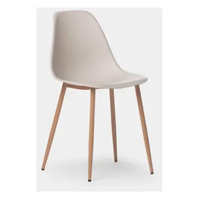 Chaise de salle à manger en polypropylène beige avec pied naturel Nina