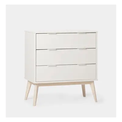 Commode laquée en blanc avec 3 tiroirs Troy