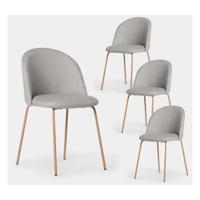 Pack 4 chaises de salle à manger rembourrées Elegance gris avec pied naturel Olivia