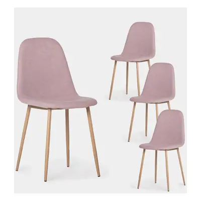 Pack 4 chaises de salle à manger rembourrées Basic violet avec pied naturel Ellis