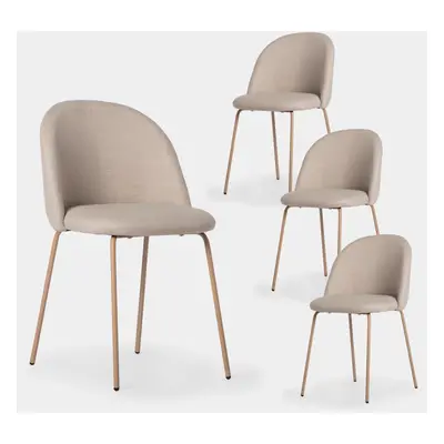 Pack 4 chaises de salle à manger rembourrées Elegance beige avec pied naturel Olivia