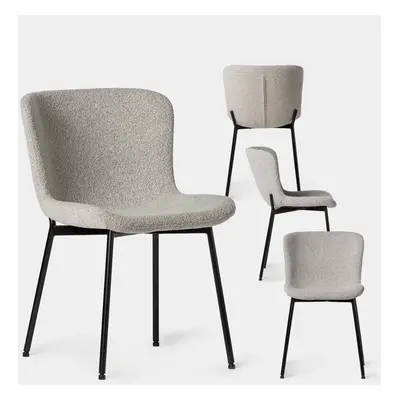 Pack 4 chaises de salle à manger tapissées en bouclé gris avec pied noir Ari