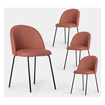 Pack 4 chaises de salle à manger rembourrées Elegance terracota avec pied noir Olivia