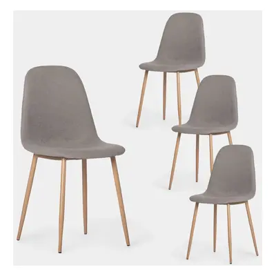 Pack 4 chaises de salle à manger rembourrées Basic gris avec pied naturel Ellis