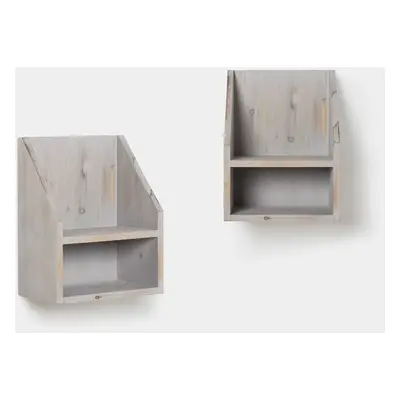 Pack 2 tables de chevet flottantes en bois recyclé couleur gris Folk