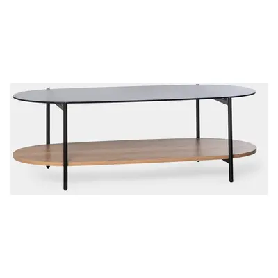 Table basse en verre fumé avec pied métallique noir Casil