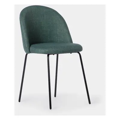 Chaise de salle à manger rembourrée Elegance vert foncé avec pied noir Olivia