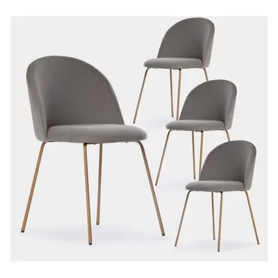 Pack 4 chaises de salle à manger rembourrées en velours gris avec pied naturel Olivia