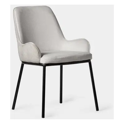 Chaise de salle à manger rembourrée gris avec pied noir Dama