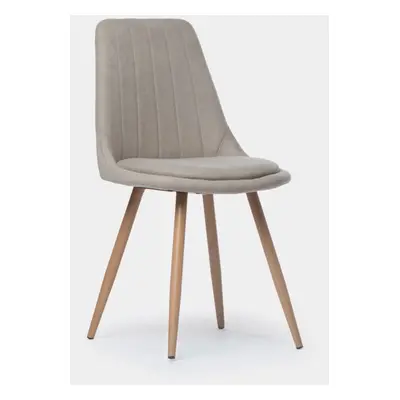 Chaise de salle à manger rembourrée beige avec pied naturel Ingrid