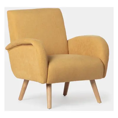 Fauteuil de lecture moutarde avec pied naturel Iraida