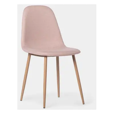 Chaise de salle à manger rembourrée Elegance rose avec pied naturel Ellis