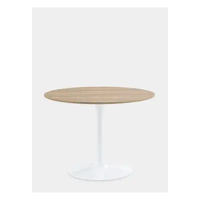 Table à manger Ø100 en bois couleur naturel avec pied blanc Cory