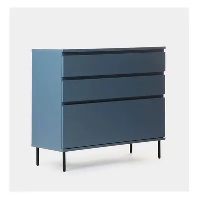 Commode bleu avec 3 tiroirs Esben