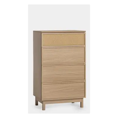 Commode à 4 tiroirs en bois couleur naturelle et fibre naturelle Bora