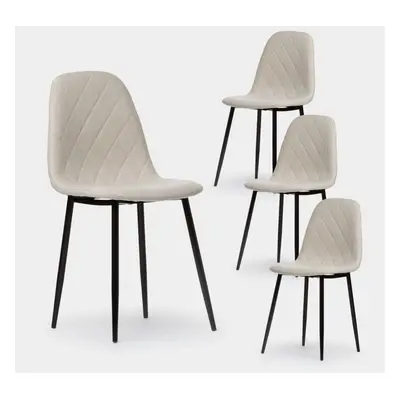 Pack 4 chaises de salle à manger rembourrées Diamond beige avec pied noir Ellis