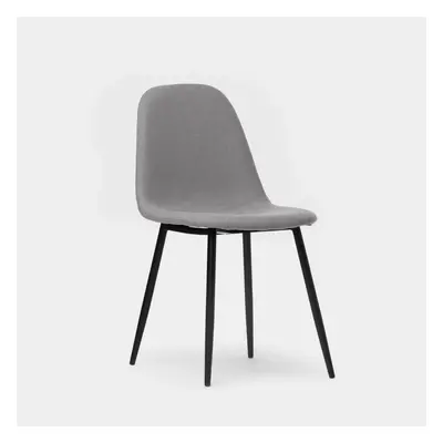 Chaise de salle à manger rembourrée Basic gris avec pied noir Ellis