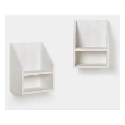 Pack 2 tables de chevet flottantes en bois recyclé couleur blanc Folk