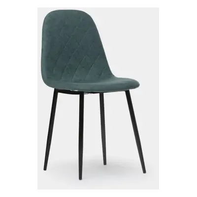 Chaise de salle à manger rembourrée Diamond vert foncé avec pied noir Ellis