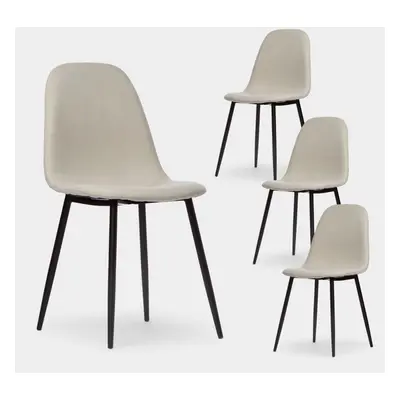 Pack 4 chaises de salle à manger rembourrées Basic beige avec pied noir Ellis