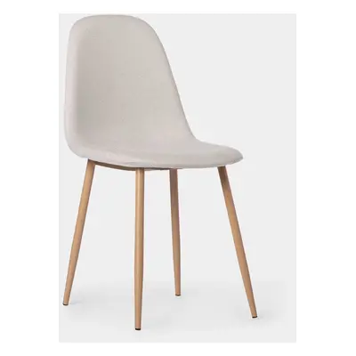 Chaise de salle à manger rembourrée en élégance beige avec pied naturel Ellis