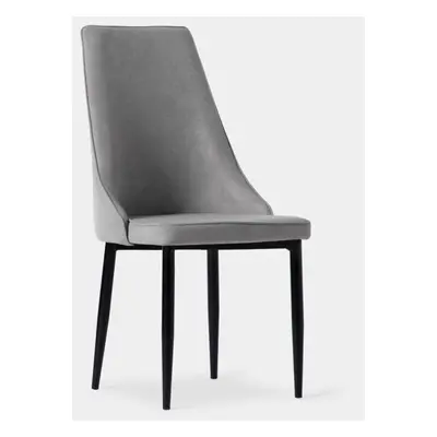 Chaise de salle à manger rembourrée gris avec pied noir Agnes