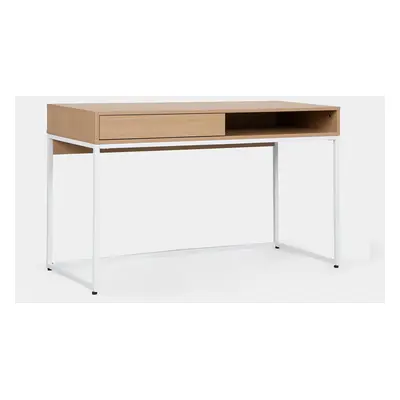 Bureau en bois naturel avec pied blanc Aidan