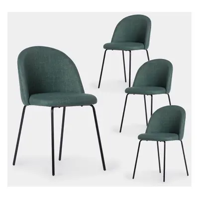 Pack 4 chaises de salle à manger rembourrées Elegance vert foncé avec pied noir Olivia