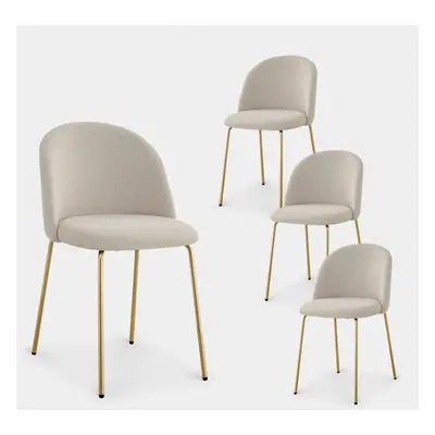 Pack 4 chaises de salle à manger tapissées en velours beige avec pied doré Olivia