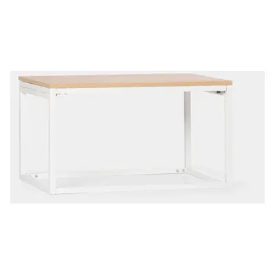 Table basse avec plateau relevable en effet bois et pied métallique blanc Navan