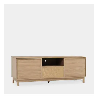 Meuble TV 160 en bois couleur naturelle et fibre naturelle Bora