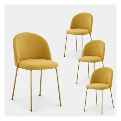 Pack 4 chaises de salle à manger tapissées en beige avec pied doré Olivia