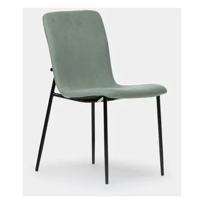 Chaise de salle à manger rembourrée verte avec pied noir Eryn