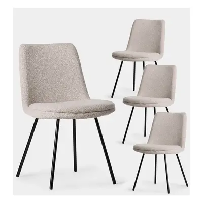 Pack 4 chaises de salle à manger tapissées en bouclé gris taupe avec pied noir Tera