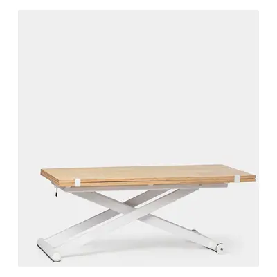 Table basse relevable et extensible en bois de chêne avec pied blanc Tapi